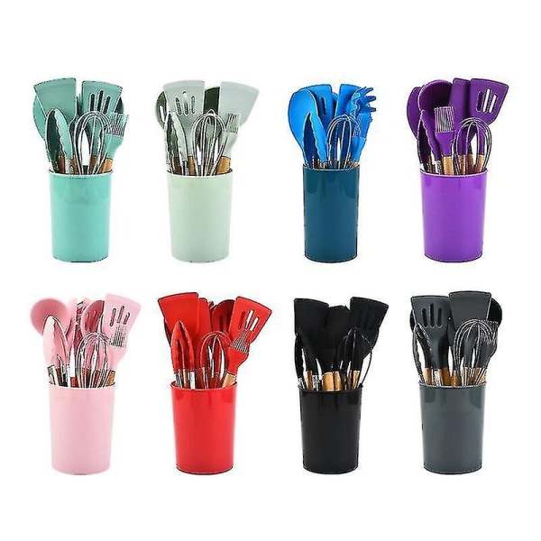 Kökskärl i silikon 12 delar set nonstick spatel Spade Skedhandtag set Bpa Free Kitche -ES Purple