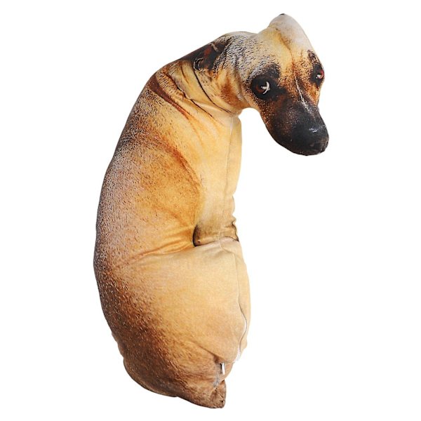3D Söt Böjd Hund Kudde Livslik Djur Rolig Hundhuvud Cosplay Barnfavorit Leksak Kudde -ES brown