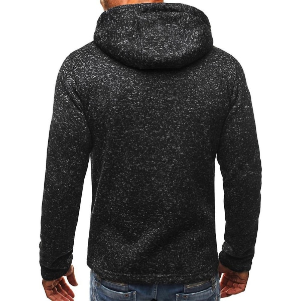 Herrjacka Solid Zip Up Hooded Långärmad Sweatshirt Toppar Black Grey M