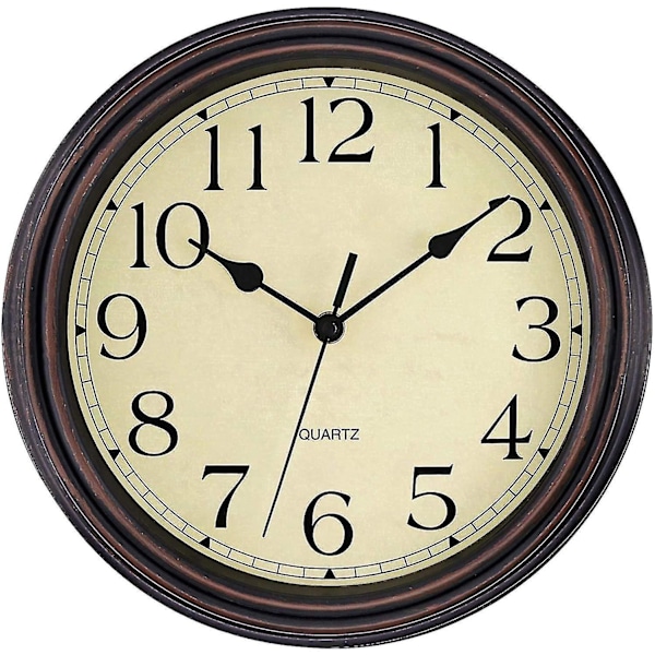 Silent No Tick Round Retro Quartz Clock Veggklokke (12 tommer) Retro color