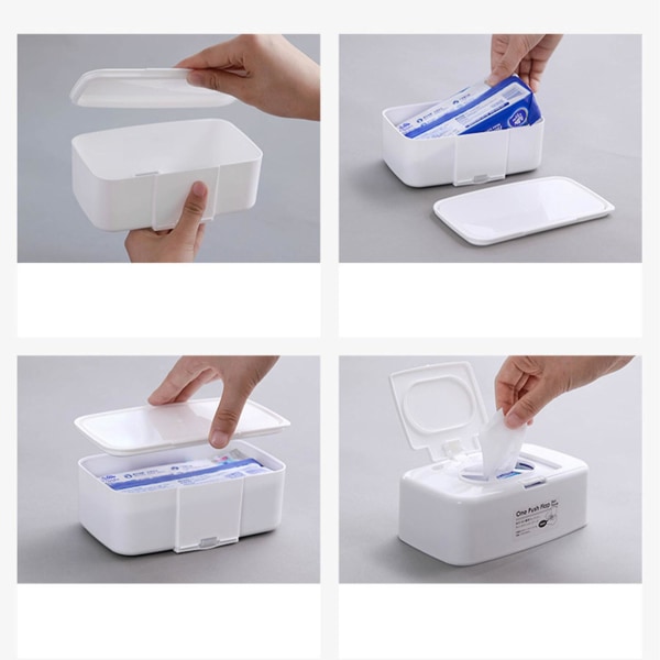 Tryk-type Vådserviet Dispenserboks, Vådservietter Med Låg, Vådservietboks Med Låg Kompatibel Med Holder Vådservietterne Friske Støvfri -ES Double grid
