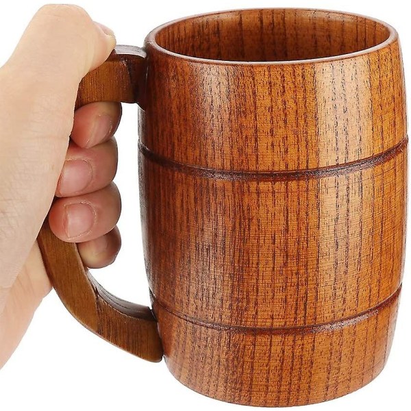 Handgjorda Träfatformade Ölkoppar, Klassiska Trävinmuggar, Naturliga Och Miljövänliga