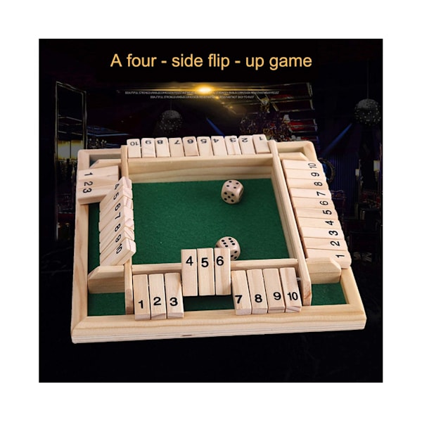 Kitchnexus Deluxe 4 pelaajan Shut The Box -peli - puinen noppalautalelu