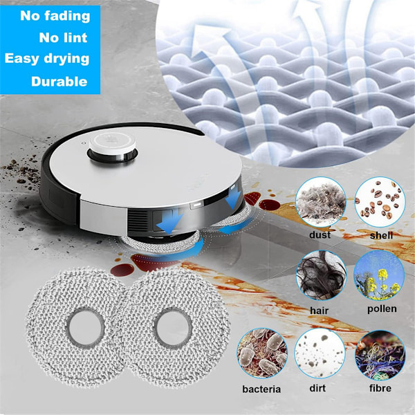 Tilbehørssett for Ecovacs Deebot T20 Omni/T20/T20 Max/T20 Pro robotstøvsugere HEPA-filtre Sidebørster Moppekluter