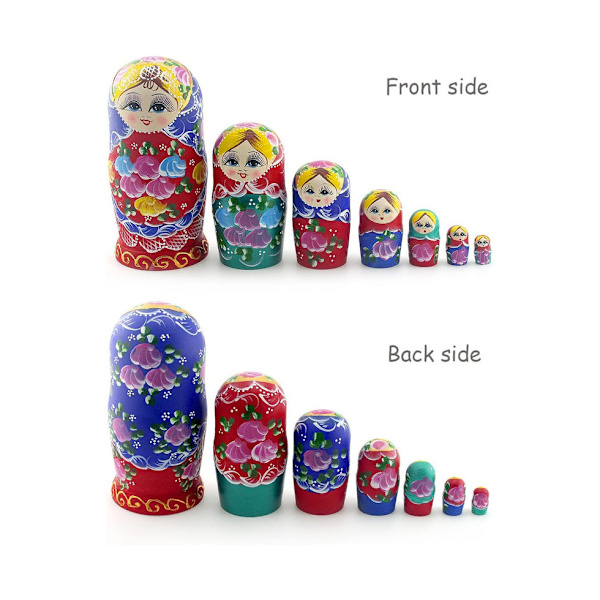 7-delt Håndlavet Matryoshka Russisk Nesting Dolls Sæt