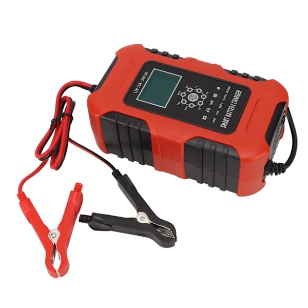 Smart Batterilader Automatisk Opladning Digitalt Display 7 Trin AC 100‑240V til Bil EU Stik