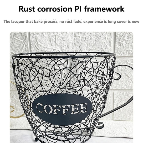 Kaffekapsel Universal Opbevaringskurv Kaffekopkurv Kaffepude Organizer Holder Sort Cafe Ho