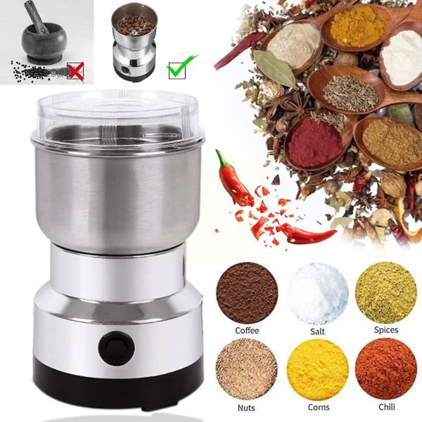 Electric Coffee Grinder 150w 220v Kitchen Cereals Beans Grinding Coffee Home Nuts Multifunctional Bean Spices Machine Grind F0e0 -ES UK