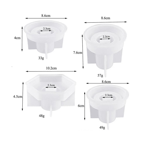 5 kpl mould kynttilänjalka, mould , kynttilänjalka mold, itse silic Transparent White