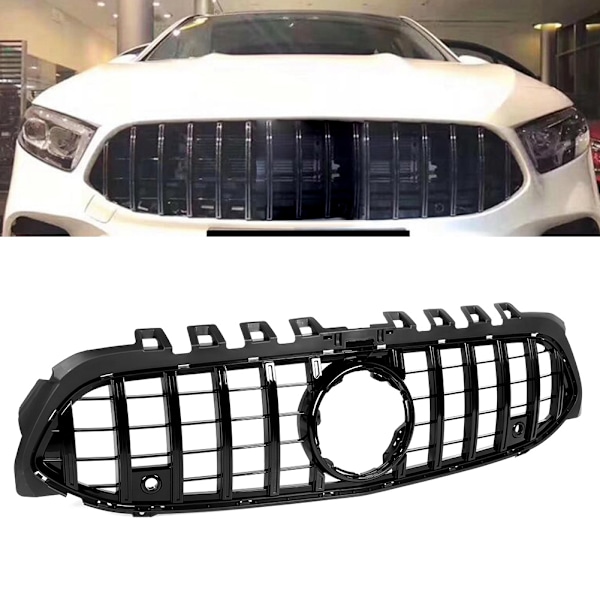 Bil ABS för GT Style Front Hood Bumper Grille Tillbehör Passar för Benz Nya A Klass W177 2019