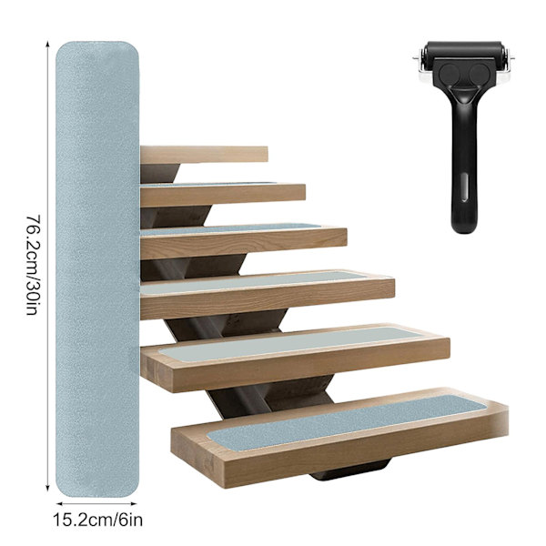Trappsteg Halkfri utomhustejp (15-pack/kartong) Halkskyddsremsor som är kompatibla med trappor golv Dusch Gray 6*30in