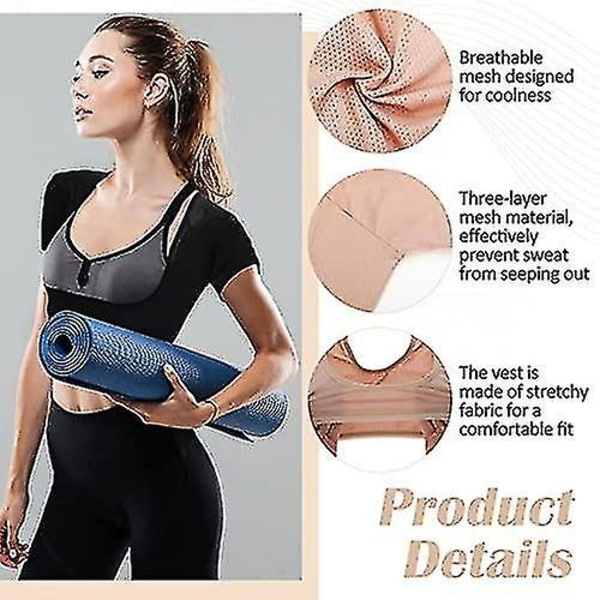 Underarmsväst, Andningsbar Sweat Guard Underklädersväst,tvättbara armhålsskydd,tvättbara armhålsskydd hg Skin color M