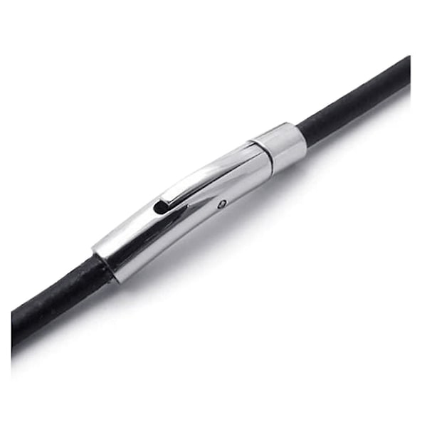 Miesten kaulakoru - Ketju - 3mm Naru - PU-nahka - Yhteensopiva Miesten kanssa - Väri Musta Hopea - Lahjapakkauksessa Black(45cm)
