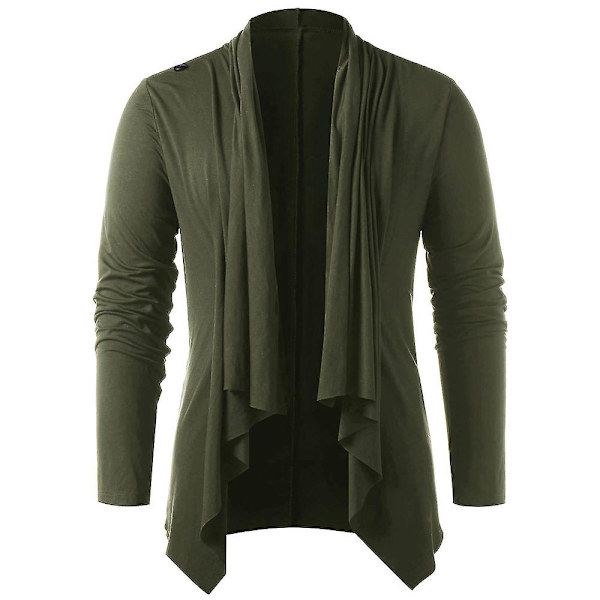 Menn Solid Casual T-skjorte Mote Åpen Front Design Uregelmessig Hem Topp Green 2XL