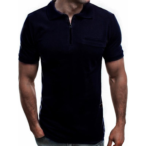 Miesten Poloshirt Lyhythihainen Kesäpaita Golf Urheilu Yläosa Navy Blue M