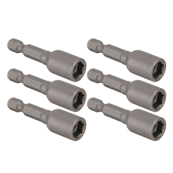 10 stk. Power Nut Driver Hex Magnetisk Bit Sæt Socket Slagboremaskine Bits M8x48mm 1/4in SkaftGrå