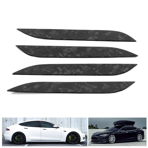 4 stk. Ytre Dørhåndtak Deksel Trim Ekte Karbonfiber Dekorasjon Passer Til Tesla Model S 2014-2021 Blankt Smidd Karbonfiber