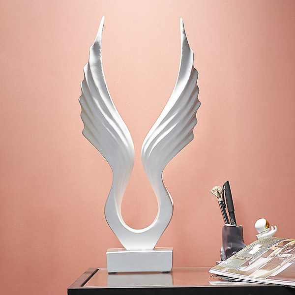 Bordskulptur Ørn Vinger Statue Figur Kontor Ornamenter Hvid White
