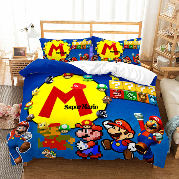 Mario digitaltrykt dynesett - Super Mario-spill 200x200cm