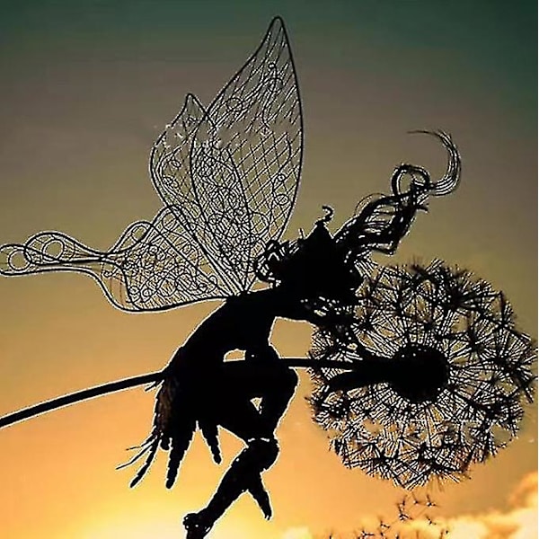 Dansande Fairy Maskros Staty Ornament Stakes Dandelion E