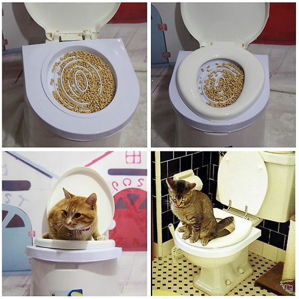 Cat Toalett Training Kit Rengöringssystem Kitty Husdjur Potty Urinal strö White