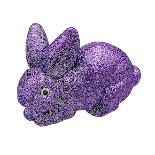 Påskehare Dekorations Ornament Skum Hvid Glitter Effekt Med Guldpulver - Sød Kanin Dekoration Purple
