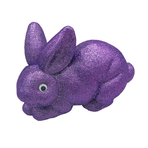 Påskehare Dekorer Ornament Skum Hvit Glitter Effekt Med Gull Pulver - Bedårende kanin dekorasjon Purple