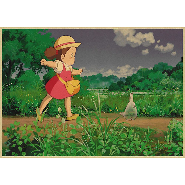 Vintage Retro Paper Anime Poster Tonari No Totoro Miyazaki Seinäkoriste Vintage Koti Sisustus Lastenhuoneen Koriste 12 42X30CM