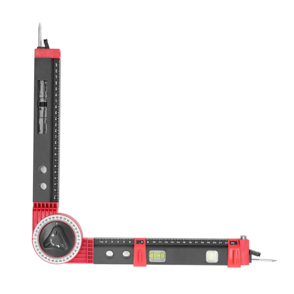 Gjæringsag Vinkelmåler Metall Vinkelmåler Finn Måler Gauge Kutteguide Verktøy med Vater Black Red