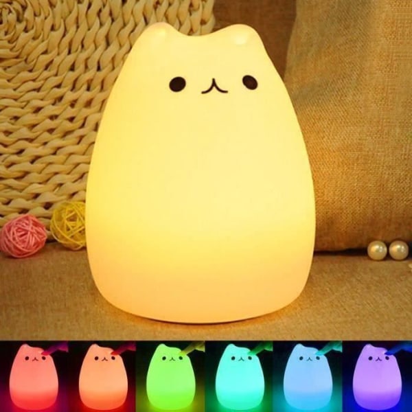 Regnbuefarvet nattelys, Touch Light LED natlampe, 7 farver USB genopladelig følsom lampe, silikone lampe, lampe