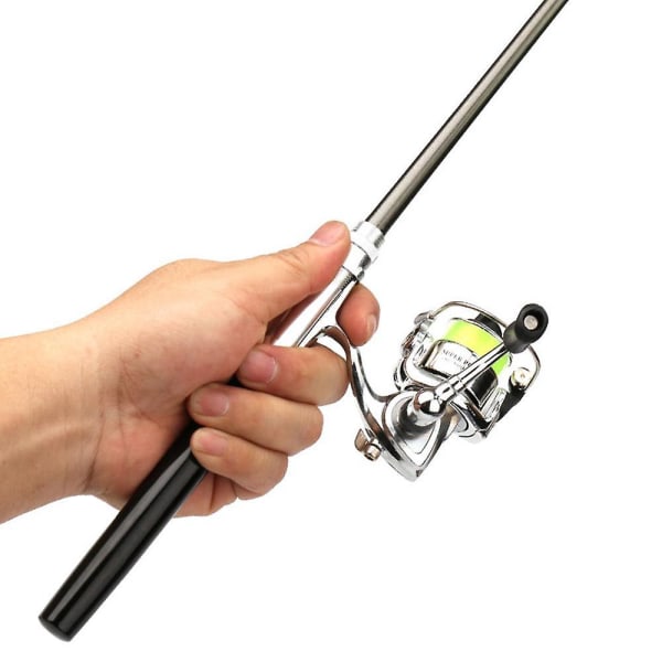 1M / 1,4M ficka Hopfällbar fiskespö Rulle Combo Mini Pen Fishing Pole Kit Teleskopfiske black 1M