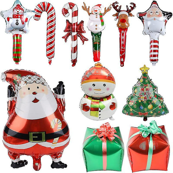 Julefolieballoner Santa Snowman Elk Xmas Tree Gift Box Style Oppustet ballon kompatibel med julen 2023 nytårsfestdekoration -ES A  snowflake