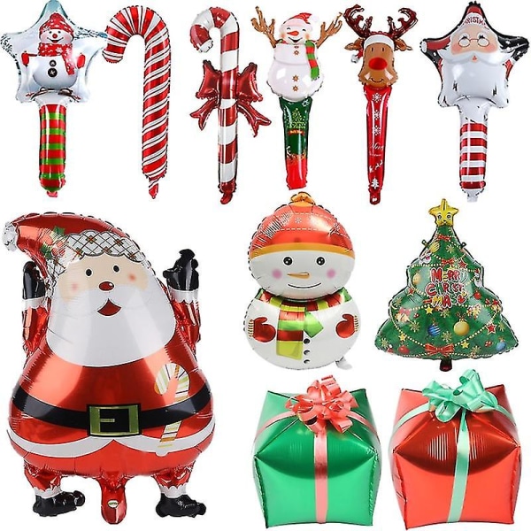 Julefolieballoner Santa Snowman Elk Xmas Tree Gift Box Style Oppustet ballon kompatibel med julen 2023 nytårsfestdekoration -ES C  snowman