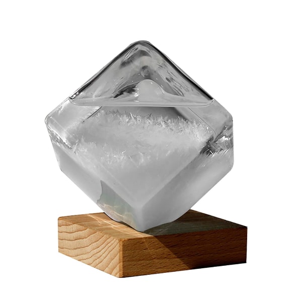 Vær Storm Cube Med Base Værmelding Krystall Storm Glass Vann-kube Glass Transparent Large