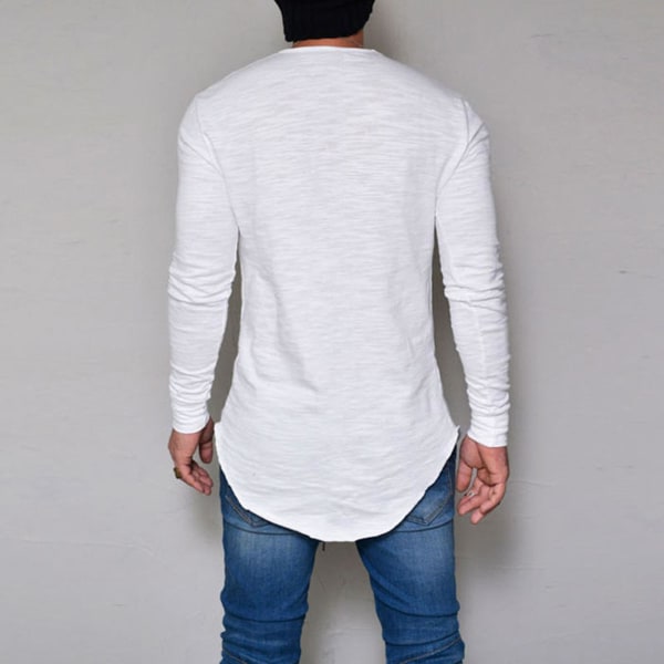 Mænds Topper Langærmet Almindelig T-shirt White L