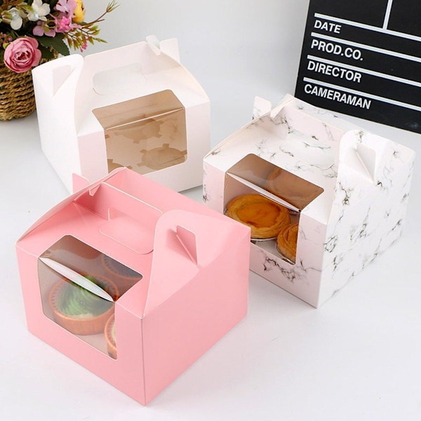 25 st Portabla Cupcakeförpackningar med Transparent Fönster för Enkel Öppning