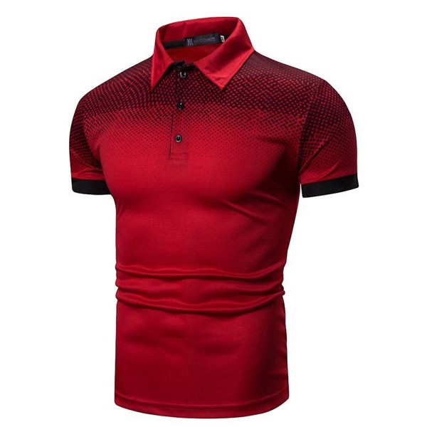 Menn Kortærmet Polo Skjorte Sommer Topper Red 2XL