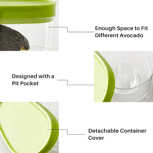 2-pak Avocado, Avocado, Avocado-besparende holder, Avocado-beholder for å holde avokadoene dine i flere dager