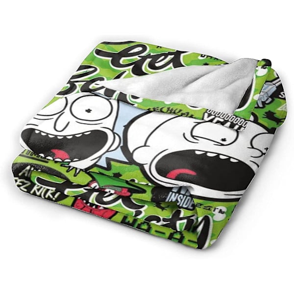 Rick And Morty flanneltæppe Varmt tæppe Stort blødt tæppe -w149 -ES 50x40in 125x100cm