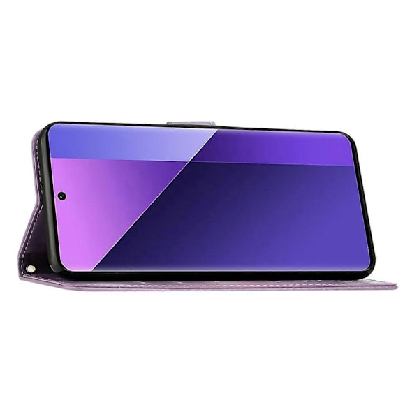 Læder Wallet Case med Sommerfugl og Blomster til Samsung Galaxy S25 Edge med Rem Multicolor Light Purple