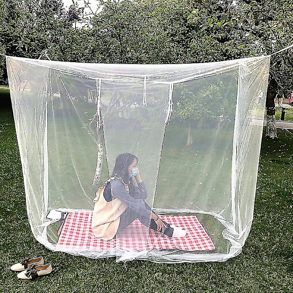 1 set Portable Summer Camping Anti Myggnät Slitstarkt Lätt Vit Mesh Fyrkantiga hopfällbara myggnät (200*180*200cm)