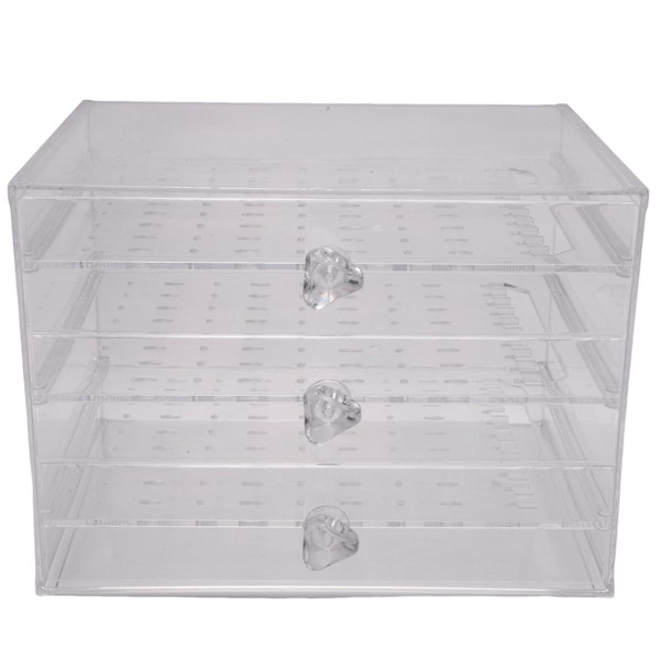 Plastik Smykkeskrin Øreringe Display Stativ Organizer Holder Med 3 Lodrette Skuffer (transparent)