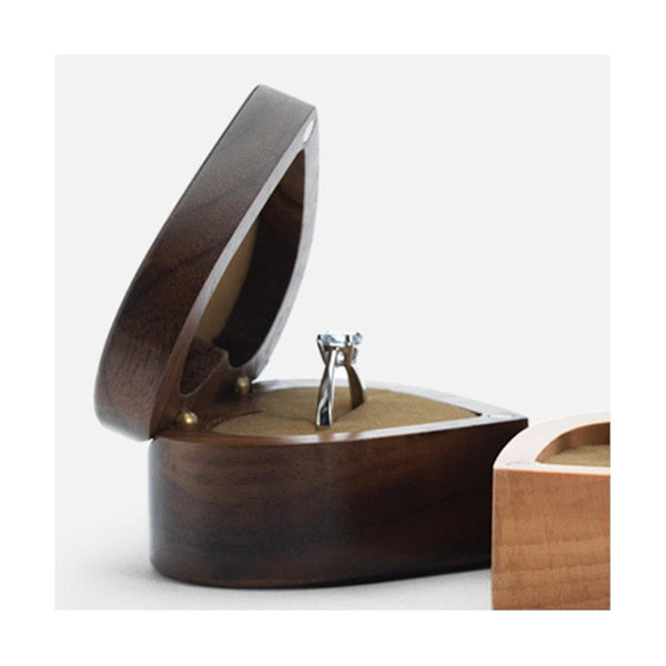 Förlovningsask för smycken, enkel ring, valnöt, vändbar ringförvaringsask, retro, bärbar, dammfri