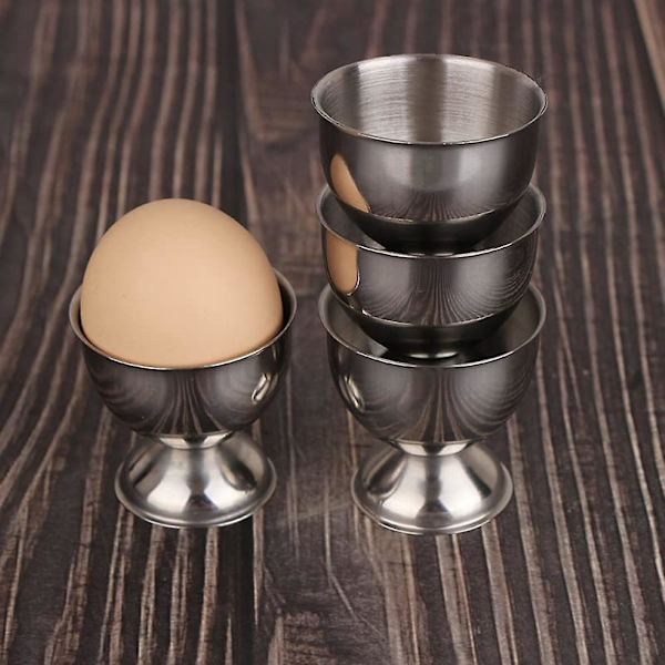 8 Pakk Eggkoppholdere Med 8 Skjeer, Rustfritt Stål Eggkoppsett For Myke & Hardkokte Egg