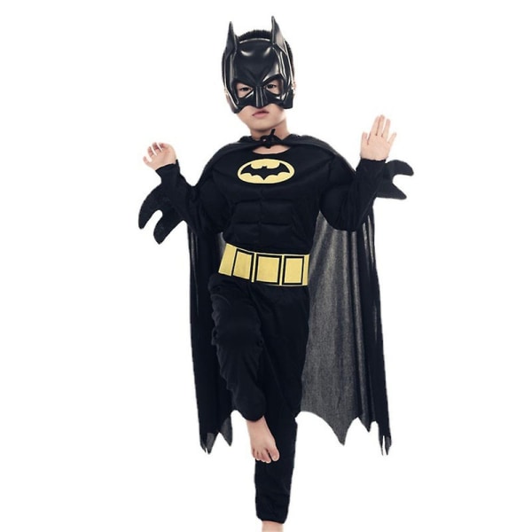 3-13 år Barn Tenåringer Batman Cosplay Festkostyme Muskelflaggermusantrekk Sett Jumpsuit+maske+kappe Gaver 4-5 Years