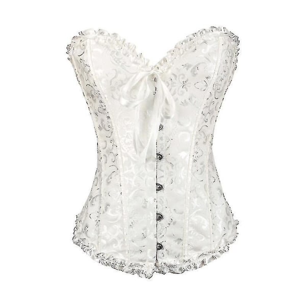Tube Top Jacquard Gothic Palace Korsett Väst Shapewear Korsett -ge White XXL