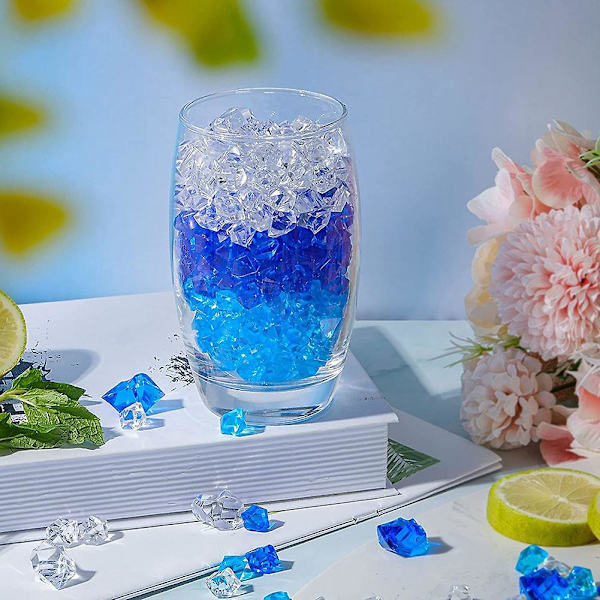 200 Stycken Isbitar Diamanter Plast Krossad Is 1 Tum Akryl Kristaller Isbitar (kungblå) blue