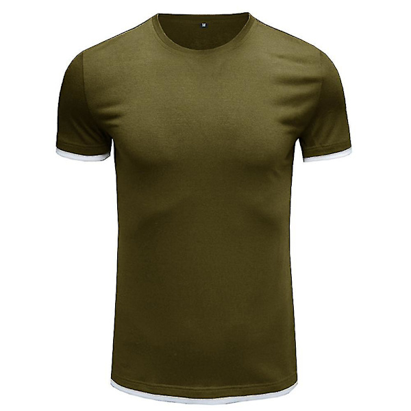 Herrar Enkel Kortärmad Rundhals T-shirt Sommar Toppar Army Green L