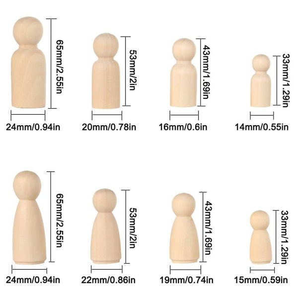 Träfigurer, 50 st DIY Träfigurer Dockor, Humanoida Marionetter Barnleksaker Manliga Och Kvinnliga Dockleksaker Hantverk Konst & Hantverk, 4 Storlekar