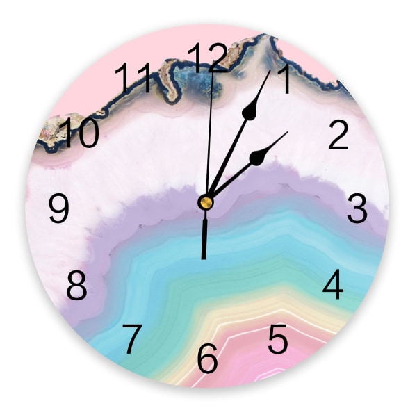 Marble Agate Silent Wall Clock Mode Vardagsrumsklocka Modern heminredning runda watch 4 35X35cm